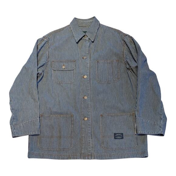 Ralph Lauren LJC Coat Jacket Womens Large Vintage Railroad Stripe Chore Utility - Picture 11 of 12